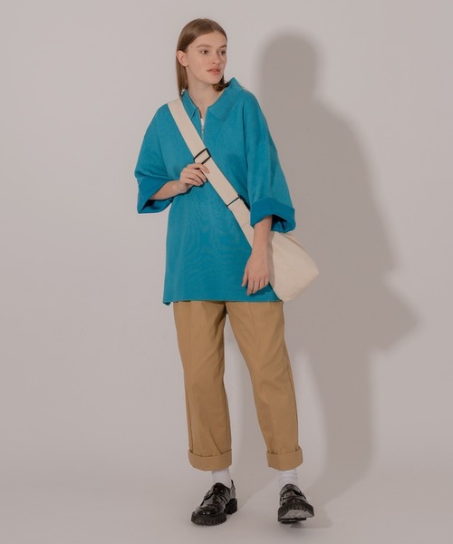 ONCILY（オンシェリー）の「DOUBLE FACE HALF ZIP KNIT POLO SHIRT / ダブルフェイスハーフジップニットポロシャツ（ポロシャツ・メンズ・ベージュ/ブルー/グリーン・MEDIUM/LARGE）」の13枚目の写真