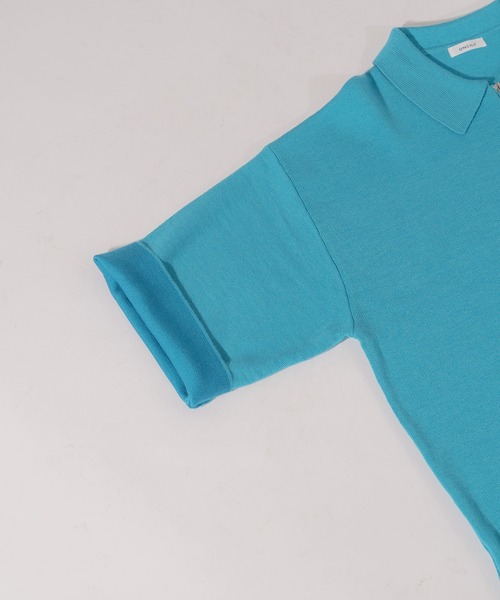 ONCILY（オンシェリー）の「DOUBLE FACE HALF ZIP KNIT POLO SHIRT / ダブルフェイスハーフジップニットポロシャツ（ポロシャツ・メンズ・ベージュ/ブルー/グリーン・MEDIUM/LARGE）」の17枚目の写真