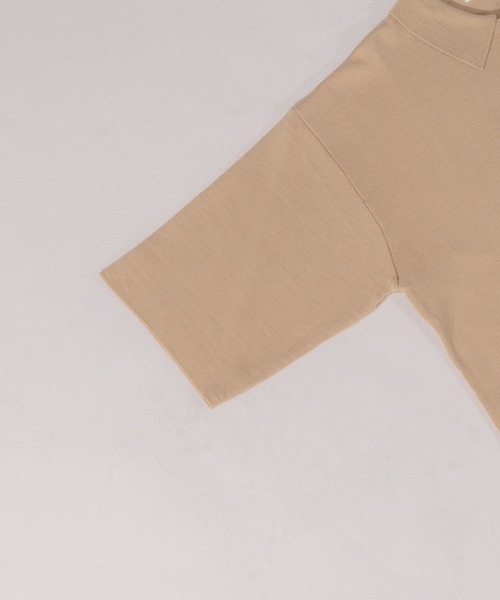 ONCILY（オンシェリー）の「DOUBLE FACE HALF ZIP KNIT POLO SHIRT / ダブルフェイスハーフジップニットポロシャツ（ポロシャツ・メンズ・ベージュ/ブルー/グリーン・MEDIUM/LARGE）」の5枚目の写真