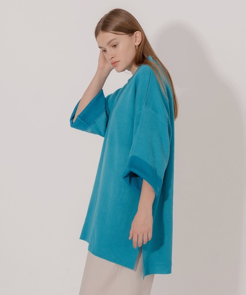 ONCILY（オンシェリー）の「DOUBLE FACE HALF ZIP KNIT POLO SHIRT / ダブルフェイスハーフジップニットポロシャツ（ポロシャツ・メンズ・ベージュ/ブルー/グリーン・MEDIUM/LARGE）」の8枚目の写真