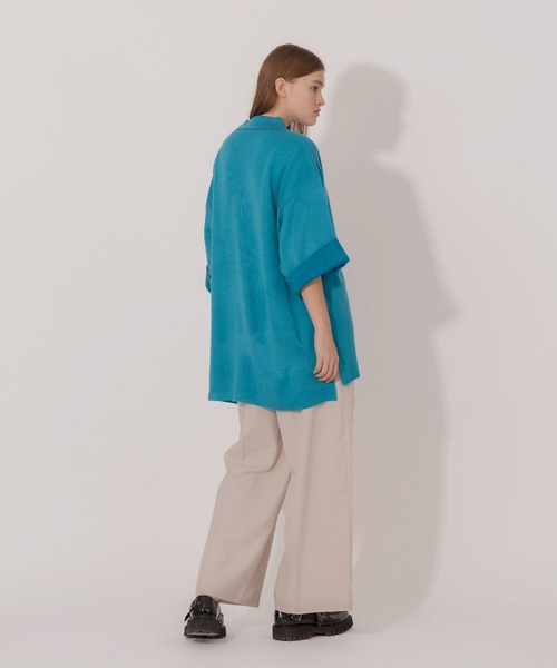 ONCILY（オンシェリー）の「DOUBLE FACE HALF ZIP KNIT POLO SHIRT / ダブルフェイスハーフジップニットポロシャツ（ポロシャツ・メンズ・ベージュ/ブルー/グリーン・MEDIUM/LARGE）」の12枚目の写真