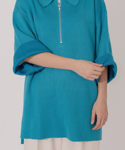 ONCILY（オンシェリー）の「DOUBLE FACE HALF ZIP KNIT POLO SHIRT / ダブルフェイスハーフジップニットポロシャツ（ポロシャツ・メンズ・ベージュ/ブルー/グリーン・MEDIUM/LARGE）」の14枚目の写真
