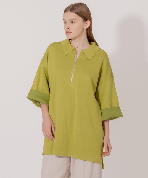 セール】DOUBLE FACE HALF ZIP KNIT POLO SHIRT / ダブル