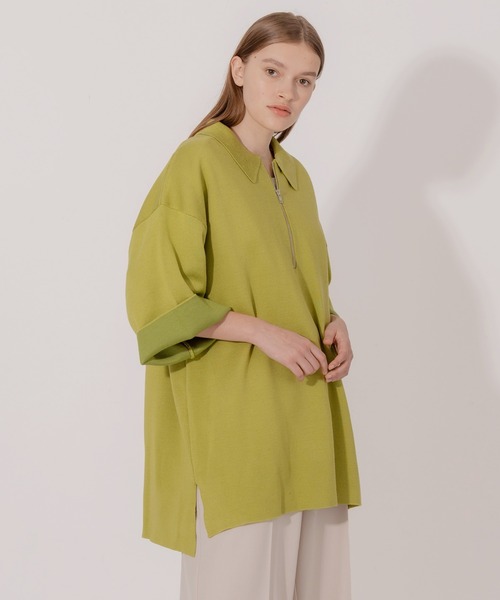 ONCILY（オンシェリー）の「DOUBLE FACE HALF ZIP KNIT POLO SHIRT / ダブルフェイスハーフジップニットポロシャツ（ポロシャツ・メンズ・ベージュ/ブルー/グリーン・MEDIUM/LARGE）」の21枚目の写真