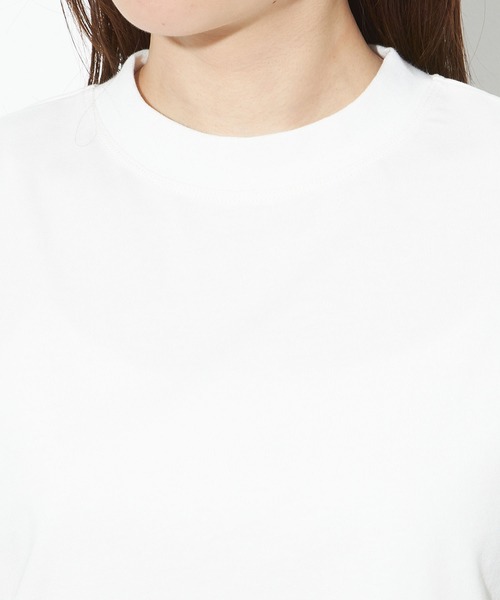Petit Honfleur(プチオンフルール)の「【UVカット・接触冷感】オーガニックコットンモックネックTシャツ(Tシャツ/カットソー・レディース・ホワイト/オレンジ/イエロー/ネイビー・L/M)」の8枚目の写真