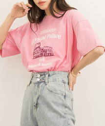 DAY CLOSET | レディース 半袖ドロップショルダーヴィンテージ風ロゴTシャツ(Tシャツ/カットソー)