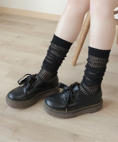 emesuelee（エメスーリー）の「シアーハイソックス（ソックス/靴下・レディース・ブラック/グレー/グリーン/ホワイト・フリー）」の3枚目の写真