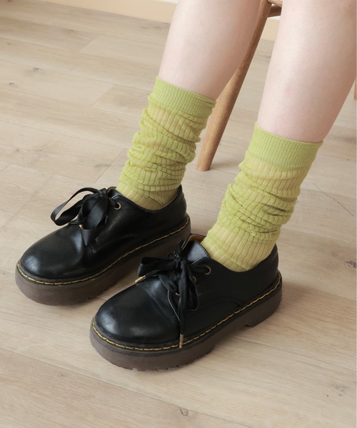 emesuelee（エメスーリー）の「シアーハイソックス（ソックス/靴下・レディース・ブラック/グレー/グリーン/ホワイト・フリー）」の6枚目の写真