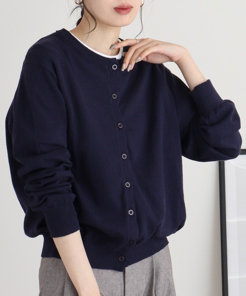 atONE(アットワン)の「atONE クルーネックカーディガン(カーディガン/ボレロ・レディース・ライトグレー/ブラック/ネイビー/ホワイト/グレイッシュベージュ/ダークグリーン・M~L/LL~3L/4L~5L)」の16枚目の写真