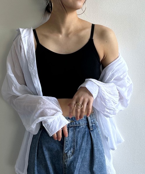 Kotoe（コトエ）の「ショート丈ブラトップ キャミソール ワイヤーなし カップ付き（キャミソール・レディース・ブラウン/ホワイト/グリーン/ブラック・FREE）」の12枚目の写真