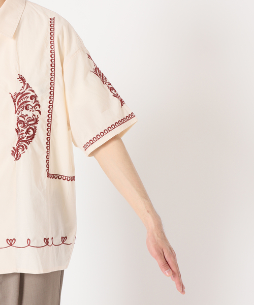 刺繍 エンブロイダリー 長袖 シャツ ダブル スタンダード クロージング 白 S 706 ファッション 刺繍 エンブロイダリー 長袖 シャツ ダブル