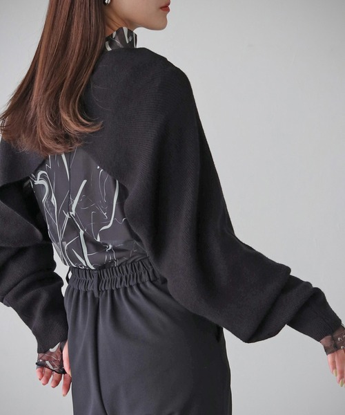 cheriella(シェリエラ)の「【cheriella】WEB限定前後2wayデザインクロスショートニットトップス WEB LIMITED 2-WAY DESIGN CROSS SHORT KNIT TOPS(ニット/セーター・レディース・ブラック/オフホワイト・M)」の16枚目の写真