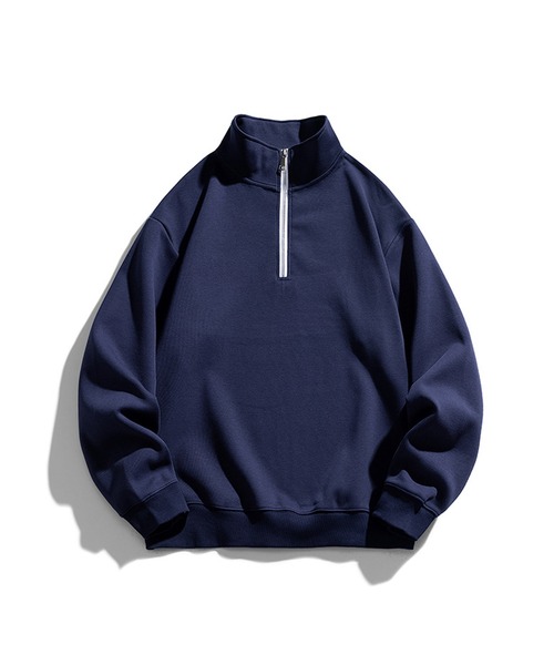 aimoha（アイモハ）の「aimoha mens ハーフジッパスウェット（スウェット・メンズ・ネイビー/ベージュ・X-LARGE/MEDIUM/LARGE）」の2枚目の写真