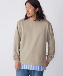 *SHIPS: シャツ レイヤード クルーネック スウェット