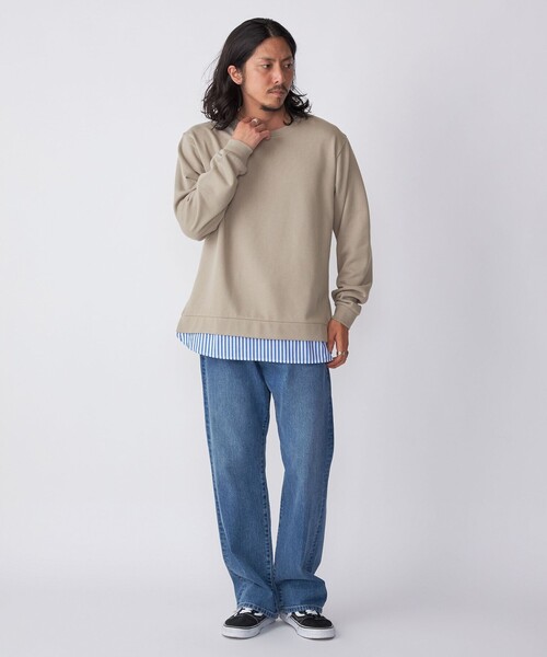 SHIPS(シップス)の「*SHIPS: シャツ レイヤード クルーネック スウェット(スウェット・メンズ・ネイビー/ベージュ/グレー・SMALL/X-LARGE/LARGE/MEDIUM)」の5枚目の写真