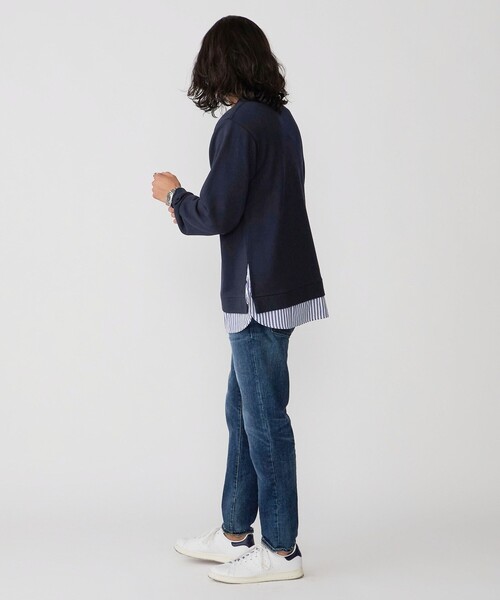 セール】*SHIPS: シャツ レイヤード クルーネック スウェット