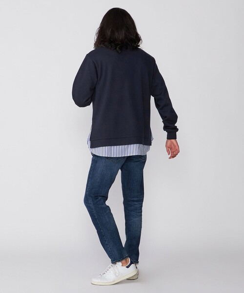 SHIPS(シップス)の「*SHIPS: シャツ レイヤード クルーネック スウェット(スウェット・メンズ・ネイビー/ベージュ/グレー・SMALL/X-LARGE/LARGE/MEDIUM)」の8枚目の写真