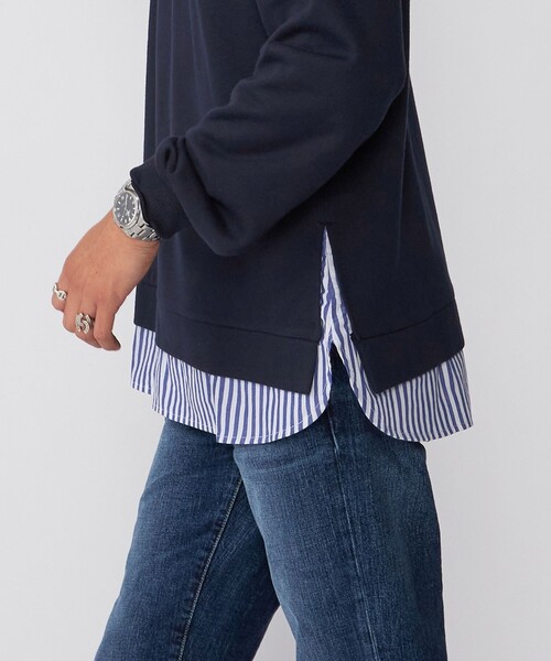 SHIPS(シップス)の「*SHIPS: シャツ レイヤード クルーネック スウェット(スウェット・メンズ・ネイビー/ベージュ/グレー・SMALL/X-LARGE/LARGE/MEDIUM)」の15枚目の写真