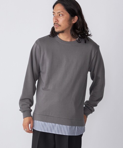 SHIPS(シップス)の「*SHIPS: シャツ レイヤード クルーネック スウェット(スウェット・メンズ・ネイビー/ベージュ/グレー・SMALL/X-LARGE/LARGE/MEDIUM)」の16枚目の写真