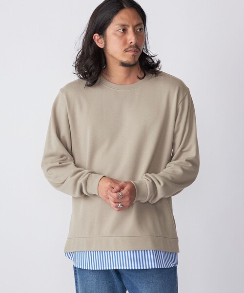 SHIPS(シップス)の「*SHIPS: シャツ レイヤード クルーネック スウェット(スウェット・メンズ・ネイビー/ベージュ/グレー・SMALL/X-LARGE/LARGE/MEDIUM)」の18枚目の写真