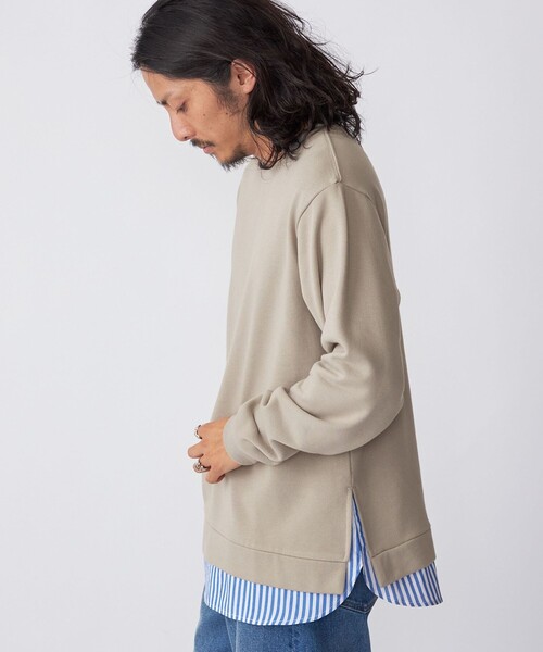SHIPS(シップス)の「*SHIPS: シャツ レイヤード クルーネック スウェット(スウェット・メンズ・ネイビー/ベージュ/グレー・SMALL/X-LARGE/LARGE/MEDIUM)」の19枚目の写真