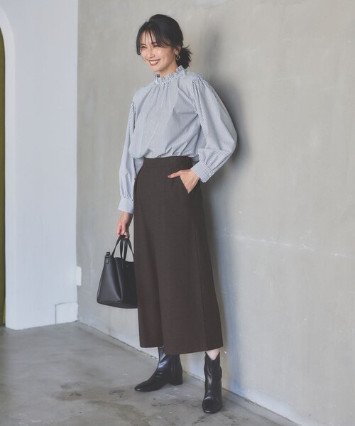 ANY（エニィ）の「【UVカット/抗菌防臭/速乾】エニィファンクション　フリルモックブラウス（シャツ/ブラウス・レディース・アイボリー系/ブラック系5/黄土色系5/ブルー系1・F）」の14枚目の写真