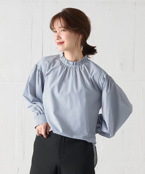 ANY（エニィ）の「【UVカット/抗菌防臭/速乾】エニィファンクション　フリルモックブラウス（シャツ/ブラウス・レディース・アイボリー系/ブラック系5/黄土色系5/ブルー系1・F）」の17枚目の写真