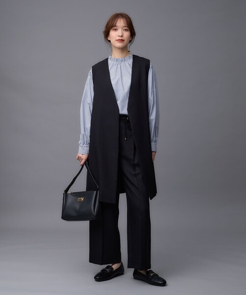 ANY（エニィ）の「【UVカット/抗菌防臭/速乾】エニィファンクション　フリルモックブラウス（シャツ/ブラウス・レディース・アイボリー系/ブラック系5/黄土色系5/ブルー系1・F）」の19枚目の写真