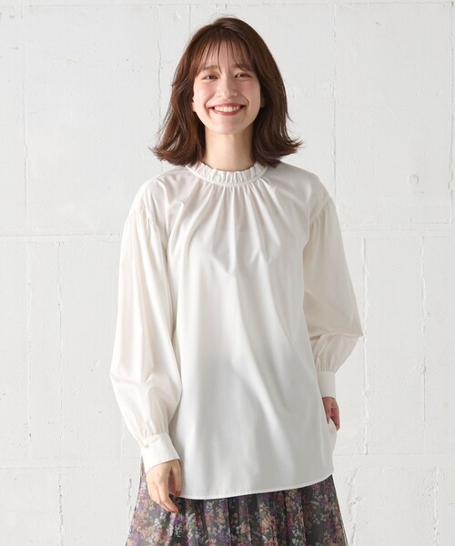 ANY（エニィ）の「【UVカット/抗菌防臭/速乾】エニィファンクション　フリルモックブラウス（シャツ/ブラウス・レディース・アイボリー系/ブラック系5/黄土色系5/ブルー系1・F）」の21枚目の写真