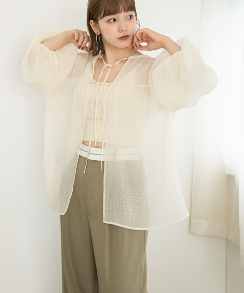 KBF - 美品◆KBFバルーン袖リボンブラウス KBF - 美品◇KBFバルーン袖リボンブラウスの通販 by kohiro◡̈
