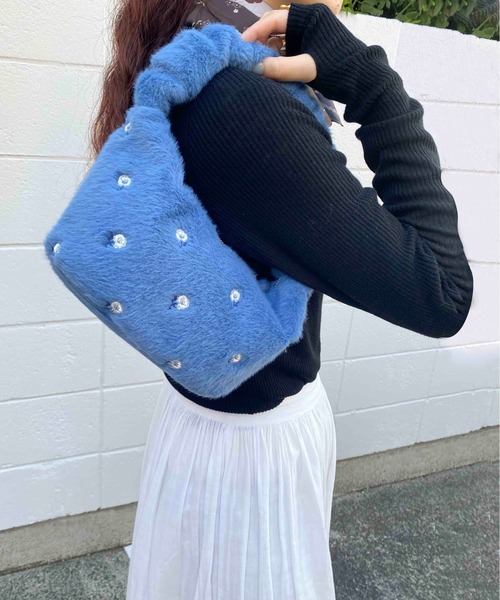 Casselini（キャセリーニ）の「Casselini(キャセリーニ)フラワー刺繍バッグ（ハンドバッグ・レディース・オレンジ/オフホワイト/ブルー・FREE）」の3枚目の写真