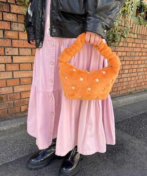 Casselini（キャセリーニ）の「Casselini(キャセリーニ)フラワー刺繍バッグ（ハンドバッグ・レディース・オレンジ/オフホワイト/ブルー・FREE）」の5枚目の写真