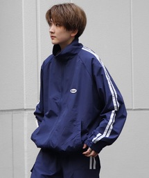 【96thes SELECT】セットアップ対応 ワンポイント 袖サイドラインナイロンジャケット テックブルゾン