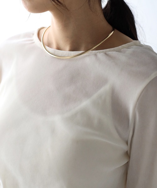 COMMRE（コムル）の「袖チュール切り替えシアーベロアトップス（Tシャツ/カットソー・レディース・アイボリー/ブラック/ブラウン・FREE）」の22枚目の写真