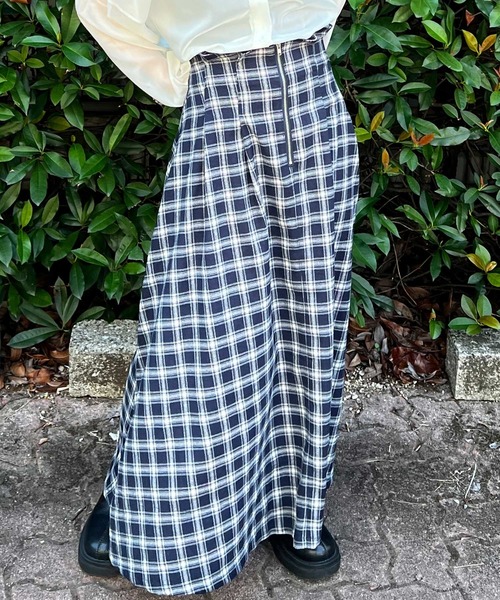 Lamoa(ラモア)の「Lamoa/チェック柄 キモウハイウエストスカート(スカート・レディース・ブラウン系その他/ブルー系その他/ブラック系その他・MEDIUM)」の12枚目の写真