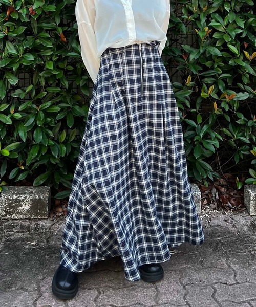Lamoa(ラモア)の「Lamoa/チェック柄 キモウハイウエストスカート(スカート・レディース・ブラウン系その他/ブルー系その他/ブラック系その他・MEDIUM)」の15枚目の写真