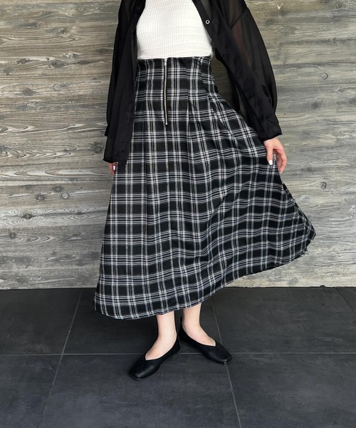 Lamoa(ラモア)の「Lamoa/チェック柄 キモウハイウエストスカート(スカート・レディース・ブラウン系その他/ブルー系その他/ブラック系その他・MEDIUM)」の16枚目の写真