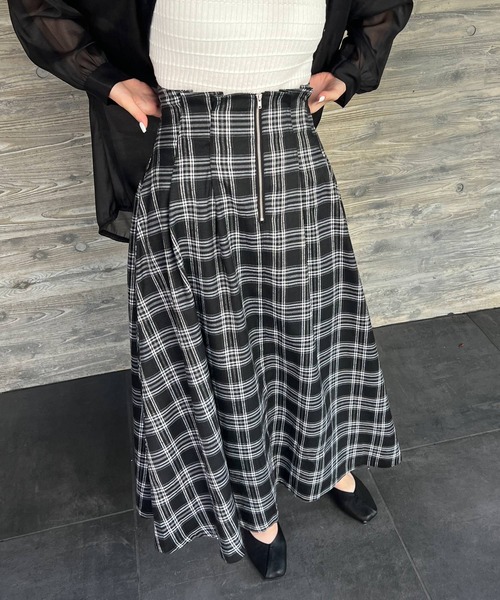 Lamoa(ラモア)の「Lamoa/チェック柄 キモウハイウエストスカート(スカート・レディース・ブラウン系その他/ブルー系その他/ブラック系その他・MEDIUM)」の7枚目の写真