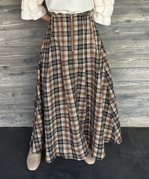 Lamoa(ラモア)の「Lamoa/チェック柄 キモウハイウエストスカート(スカート・レディース・ブラウン系その他/ブルー系その他/ブラック系その他・MEDIUM)」の14枚目の写真