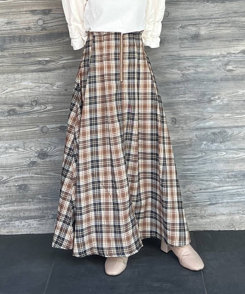 Lamoa(ラモア)の「Lamoa/チェック柄 キモウハイウエストスカート(スカート・レディース・ブラウン系その他/ブルー系その他/ブラック系その他・MEDIUM)」の8枚目の写真