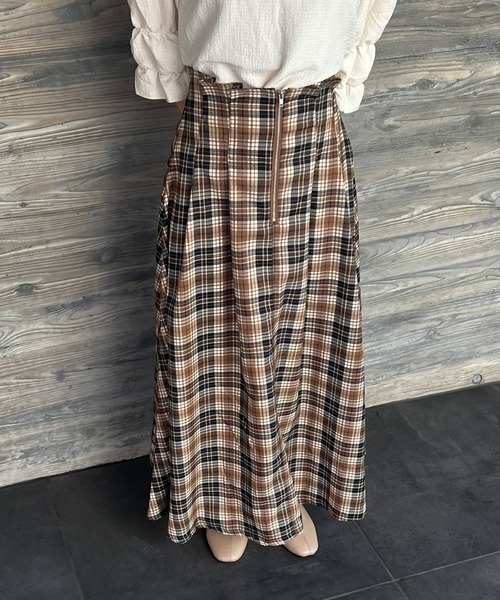 Lamoa(ラモア)の「Lamoa/チェック柄 キモウハイウエストスカート(スカート・レディース・ブラウン系その他/ブルー系その他/ブラック系その他・MEDIUM)」の5枚目の写真