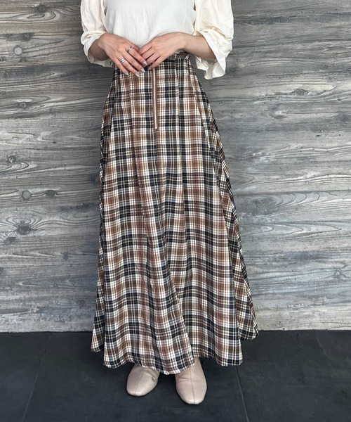 Lamoa(ラモア)の「Lamoa/チェック柄 キモウハイウエストスカート(スカート・レディース・ブラウン系その他/ブルー系その他/ブラック系その他・MEDIUM)」の20枚目の写真