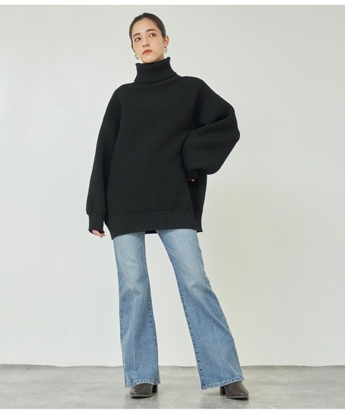 ANAP（アナップ）の「モチモチタートルネックニットトップス（ニット/セーター・レディース・ブラウン/ベビーピンク/ブラック/ネイビー/アイボリー・FREE）」の8枚目の写真