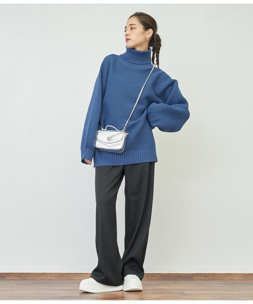 ANAP（アナップ）の「モチモチタートルネックニットトップス（ニット/セーター・レディース・ブラウン/ベビーピンク/ブラック/ネイビー/アイボリー・FREE）」の14枚目の写真