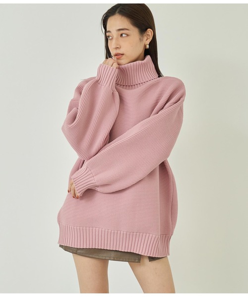 ANAP（アナップ）の「モチモチタートルネックニットトップス（ニット/セーター・レディース・ブラウン/ベビーピンク/ブラック/ネイビー/アイボリー・FREE）」の15枚目の写真