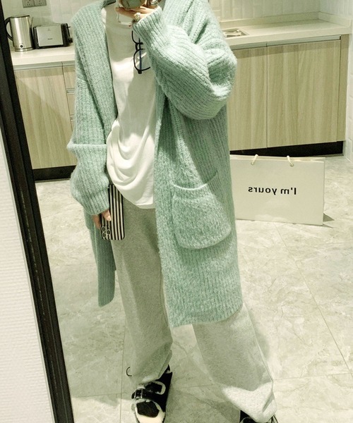 Grandeir（グランディール）の「フード付きロングニットカーディガン