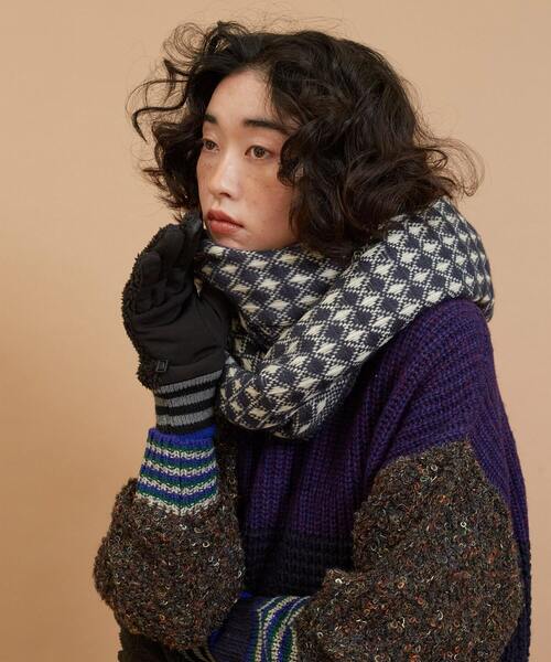 FRAPBOIS（フラボア）の「ボアグローブ（手袋・レディース・ベージュ/ブラック・FREE）」の4枚目の写真