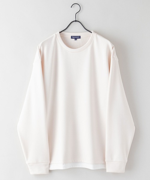 Blue Standard (ブルースタンダード)の「【BLUE STANDARD/ブルースタンダード】 ダンボール 裏シャギーフェイクレイヤード クルーネック(Tシャツ/カットソー・メンズ・チャコールグレー/オフホワイト/ブラック/ベージュ・MEDIUM/X-LARGE/LARGE)」の9枚目の写真