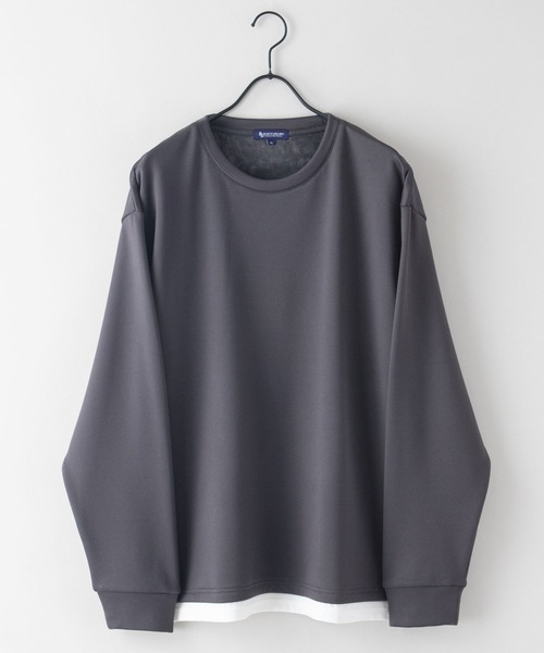 Blue Standard (ブルースタンダード)の「【BLUE STANDARD/ブルースタンダード】 ダンボール 裏シャギーフェイクレイヤード クルーネック(Tシャツ/カットソー・メンズ・チャコールグレー/オフホワイト/ブラック/ベージュ・MEDIUM/X-LARGE/LARGE)」の11枚目の写真