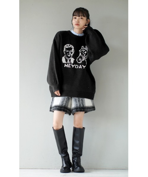 e-zakkamania stores(イーザッカマニアストアーズ)の「ポニー BIGジャガードニット(ニット/セーター・レディース・マスタード/ブラック・フリー)」の3枚目の写真